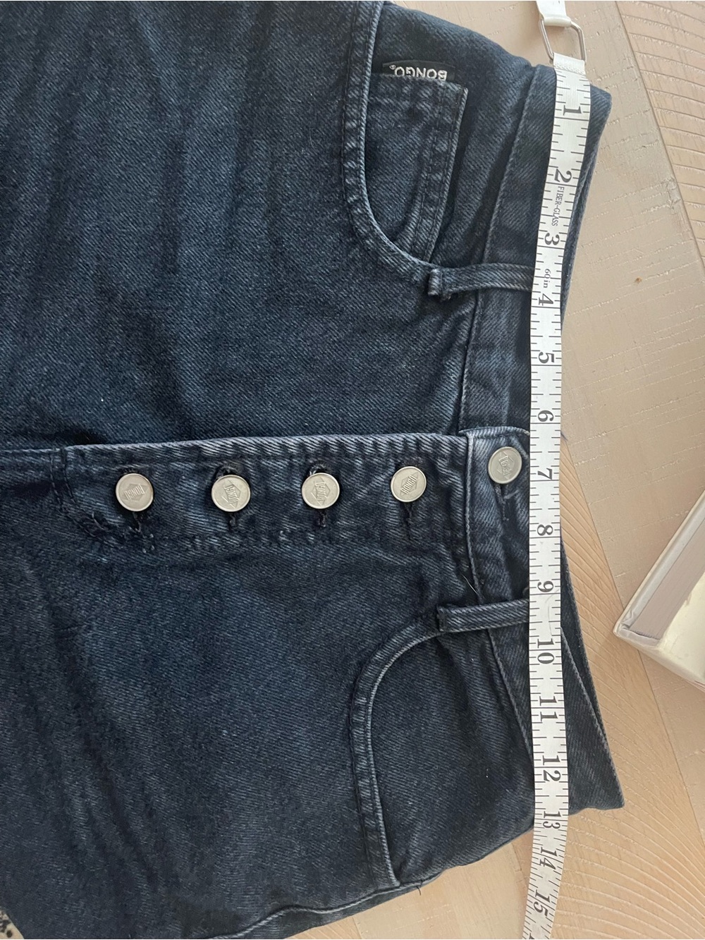 BONGO High Waist Dark Denim Button-Front Shorts - Picture 6 of 6